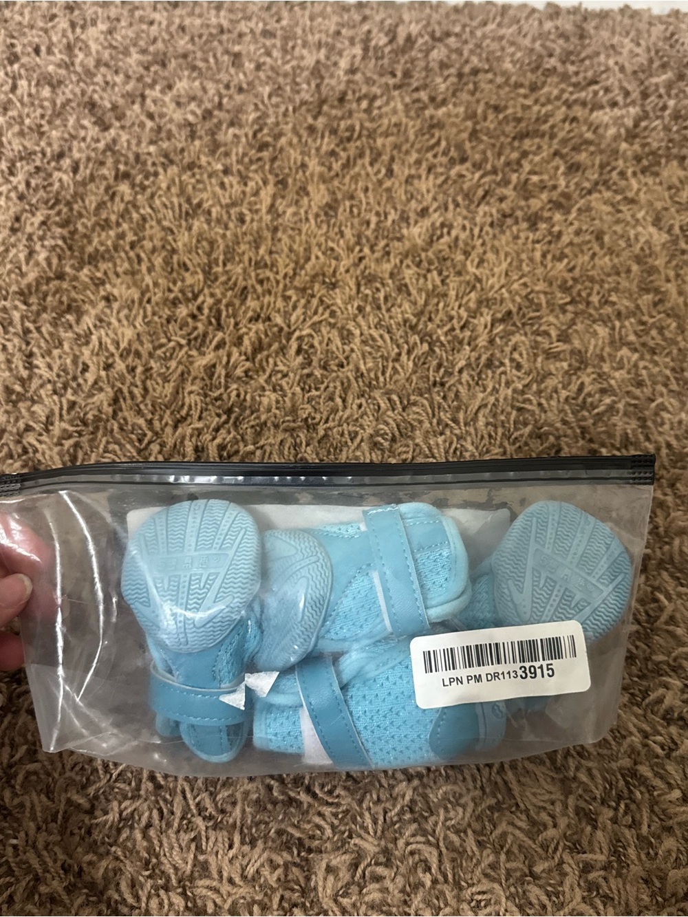 Amazon Light Blue Dog Booties with Adjustable Straps